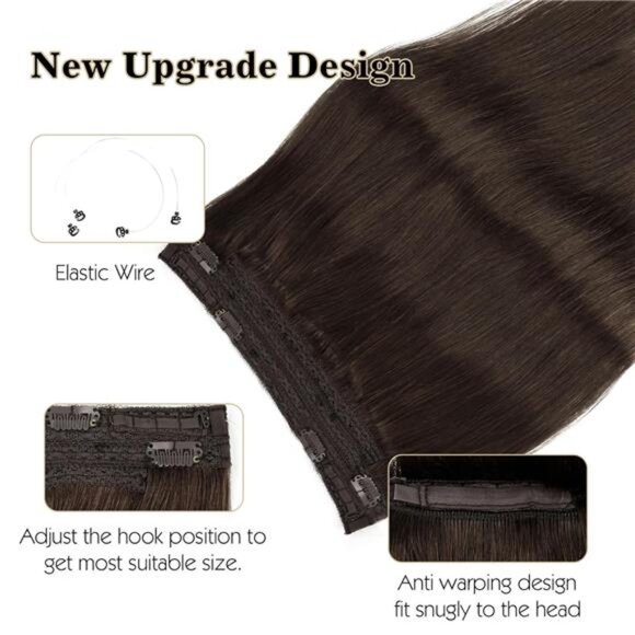 Invisible Wire Hair Extensions – Real Human Hair with Transparent Wire main image 6